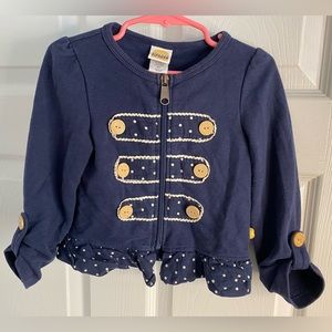 Harajuku mini for Target Size4T Navy blue  polkadot sweater &wooden buttons Used